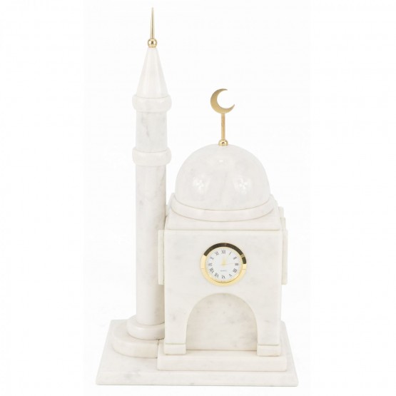 Оригинальные часы "Мечеть" из натурального белого мрамора