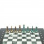 Шахматы "Стаунтон" фигуры бронза / патина 28х28 см из змеевика и мрамора 128213