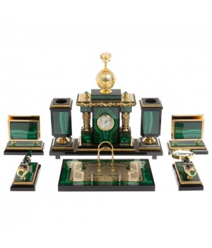 Письменный набор "Держава" из малахита Златоуст 129627 Письменный набор "Держава" из малахита Златоуст 129627