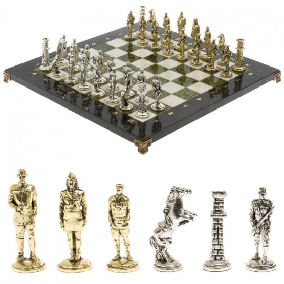 Шахматы из змеевика и мрамора "Великая Отечественная война" доска 40х40 см 129837