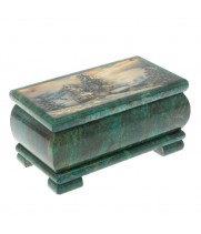 Шкатулка "Зима. Беседка" из змеевика 16х8х7,5 см 128848