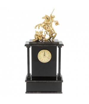 Настольные часы "Георгий Побеносец"из черного обсидиана 127061