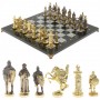 Шахматы подарочные "Богатыри" из змеевика и серого мрамора 44х44 см 129646