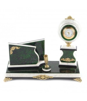 Набор с визитницей из зеленого змеевика 119290