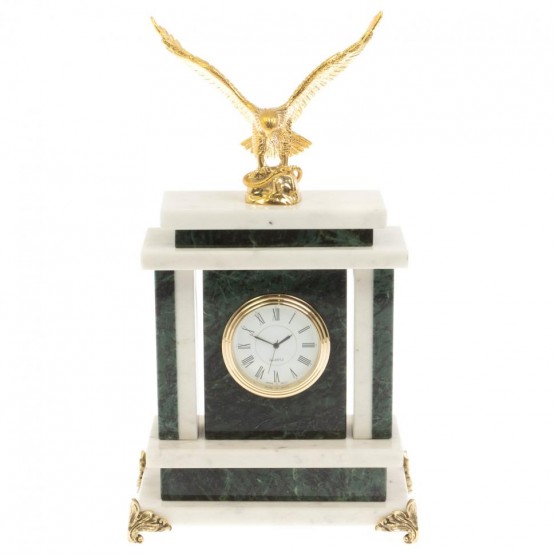 Часы "Орел" из нефрита и белого мрамора 129858