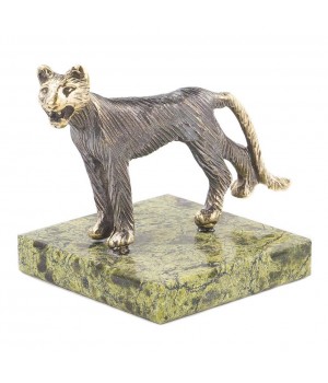 Статуэтка из бронзы на подставке из змеевика "Пантера" 120128