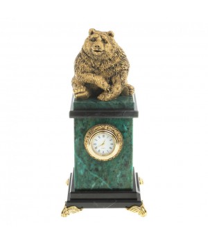Настольные часы "Медведь сидит" змеевик 117533