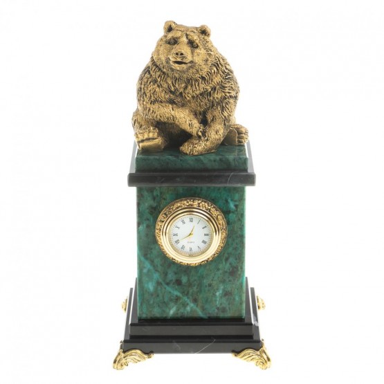 Настольные часы "Медведь сидит" змеевик 117533