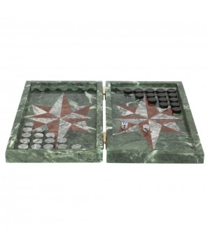 Нарды из камня "Роза ветров" серый мрамор / лемезит 126941