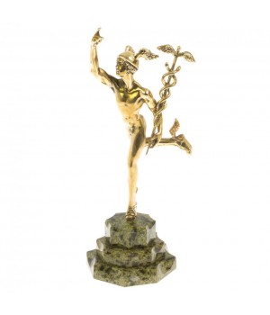 Бронзовая статуэтка "Гермес" на подставке из змеевика 129873 Бронзовая статуэтка "Гермес" на подставке из змеевика 129873