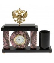 Настольный мини-набор "Герб РФ" из родонита 129535