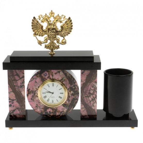 Настольный мини-набор "Герб РФ" из родонита 129535