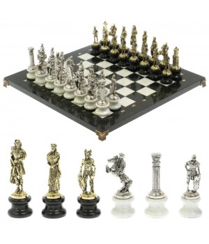 Шахматы "Римляне против Галлов" на подставках доска 40х40 см мрамор/змеевик 128513