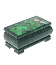 Шкатулка "Хозяйка медной горы. Малахит" из змеевика 16х8х7,5 см 128283