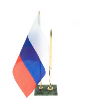 Подставка под ручку с флагом РФ из нефрита 7,5х5х22 см 128964