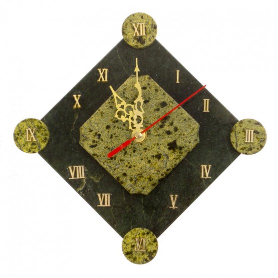 Часы настенные "Элегант" камень змеевик / часы на стену / кварцевые часы / интерьерные часы / подарочные часы