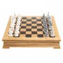 Шахматный ларец "Северные народы" доска дуб 43,5х43,5 см / Шахматы подарочные / Шахматы деревянные / Шахматный набор / Шахматы каменные