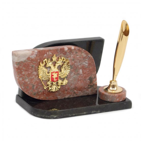 Настольная визитница "Герб РФ" с подставкой под ручку креноид 117269