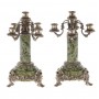 Декоративные канделябры "Барокко" из тонированной бронзы и натурального змеевика 5 свечей пара