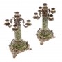 Декоративные канделябры "Барокко" из тонированной бронзы и натурального змеевика 5 свечей пара