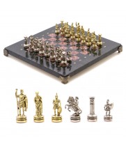 Шахматный набор "Римляне" доска 28х28 см камень змеевик, лемезит фигуры цвет золото-серебро / Шахматы настольные / Шахматы металлические / Шахматы сувенирные