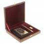 Подарочный набор "Гербовый" кожаные корочки для паспорта, флешка брелок 32 Gb, ручка с гравюрой Златоуст
