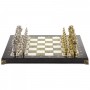Шахматы подарочные "Средневековые рыцари" доска 44х44 см из камня мрамор и змеевик фигуры металлические