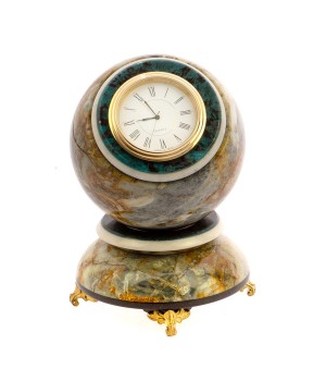 Настольные часы "Шар Антистресс" 10 см из офиокальцита / шар декоративный / шар для медитаций / каменный шарик / сувенир из камня