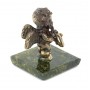 Статуэтка "Ангелочек с арфой" бронза змеевик 116161