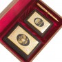 Подарочный набор "Автомобилист" кожанные корочки для автодокументов, ежедневник А6 из натуральной кожи и ручка с гравюрой Златоуст