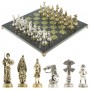 Шахматы эксклюзивные "Дон Кихот" доска 40х40 см каменная из змеевика фигуры металлические