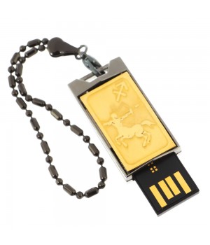 Флеш-карта с гравировкой символа знака зодиака "Стрелец" Златоуст USB 2.0 32 Gb в подарочной упаковке