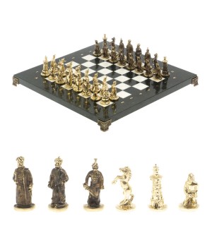 Шахматы бронзовые "Турецкие" доска 32х32 см мрамор змеевик 127554