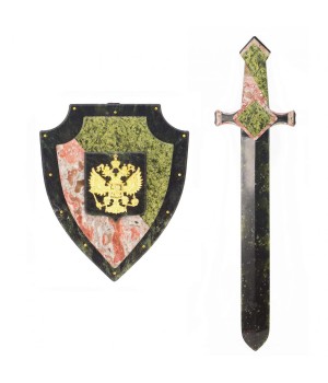 Настенный сувенир из камня "Щит и меч" - необычный подарок сотруднику МВД