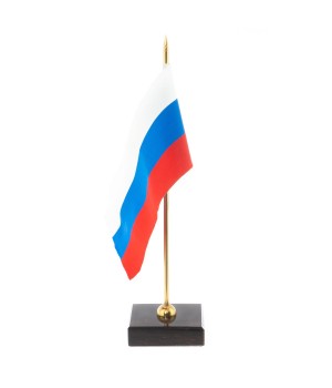 Флагшток настольный с флагом РФ из камня обсидиан