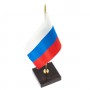 Флагшток настольный с флагом РФ из камня обсидиан