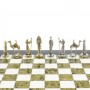 Декоративные шахматы "Древний Египет" доска 32х32 см из камня мрамор змеевик фигуры металлические