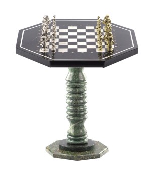 Шахматный стол "Римские" из змеевика и мрамора 121470