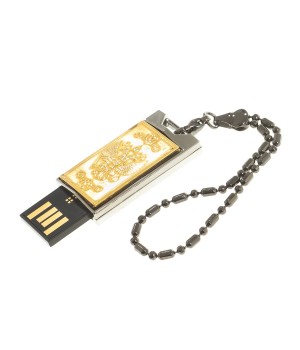 Флеш-карта с гравировкой "Герб России" Златоуст USB 2.0 32 Gb в подарочной упаковке