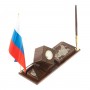 Письменный набор "Куб с картой РФ" камень обсидиан - креативный подарок шефу