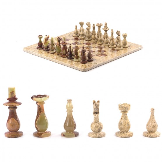 Декоративные шахматы "Игрок" доска 38х38 см камень оникс 121665