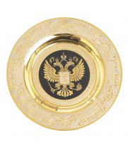 Сувенирная тарелка с гравюрой "Герб РФ" 12 см в подарочной упаковке Златоуст