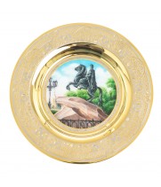 Тарелка сувенирная "Санкт-Петербург Медный всадник" 12 см в подарочной упаковке Златоуст