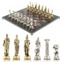 Декоративные шахматы "Атлас" доска 44х44 см камень креноид фигуры металлические