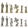 Подарочные шахматы "Атлас" доска 28х28 см из камня мрамор змеевик фигуры металлические