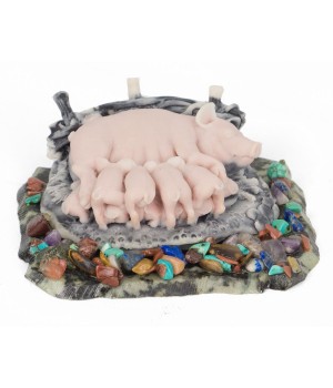 Сувенир "Свинья с поросятами" из мрамолита 117041