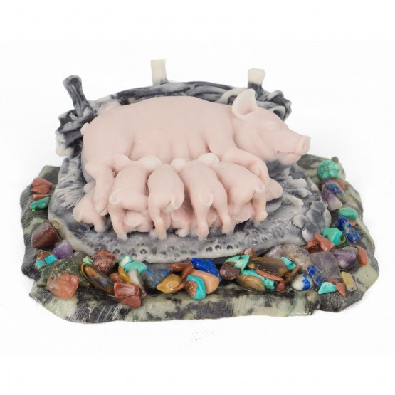 Сувенир "Свинья с поросятами" из мрамолита 117041