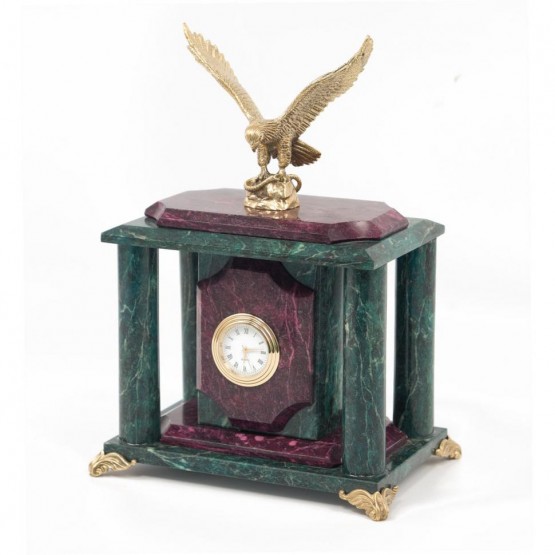 Часы "Орел" камень змеевик бронза 116621