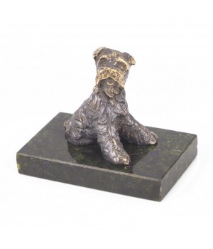 Статуэтка с фигуркой собаки "Ризеншнауцер" бронза змеевик 118765