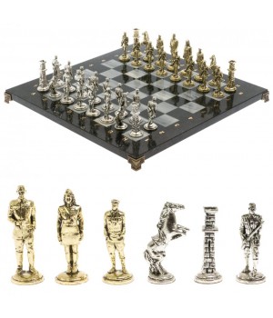 Шахматы "Великая Отечественная война" из серого мрамора доска 40х40 см 129839